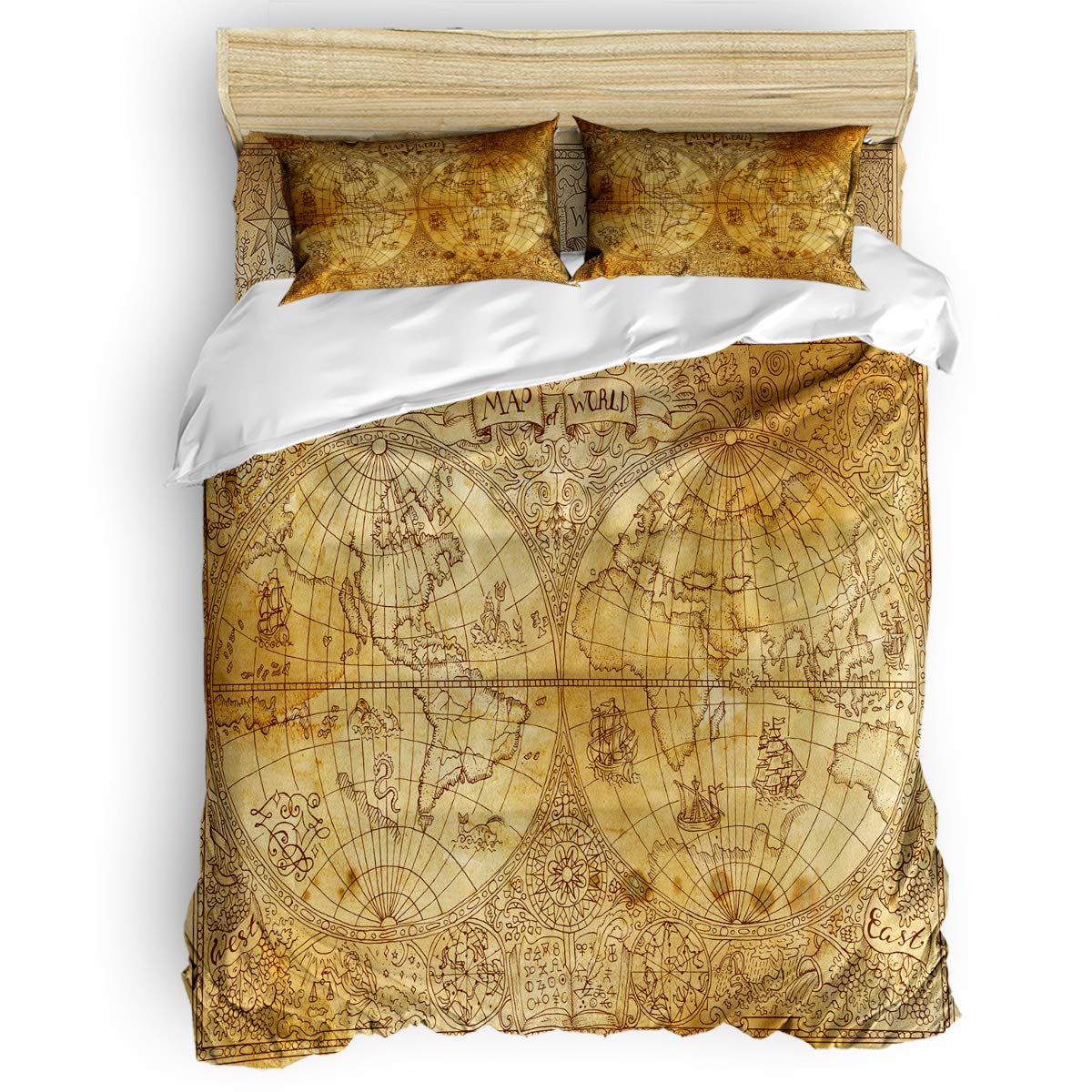Amazon Com 4 Piece Bedding Sets Medieval World Map Duvet Cover