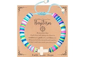 TAGOMEI Stocking Stuffers for Teen Girls Kids Cross Bracelet for Girls Christening Baptism Christmas Gifts for Grandkids Teens Girls Baptism Gifts for Teenage Girls Women Religious Christian Jewelry