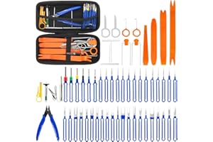 POVTIMS 58Pcs Terminal Removal Tool Kit Depinning Tools Electrical Pin Removal Tools, Automotive Trim Removal Tool Kit for Car