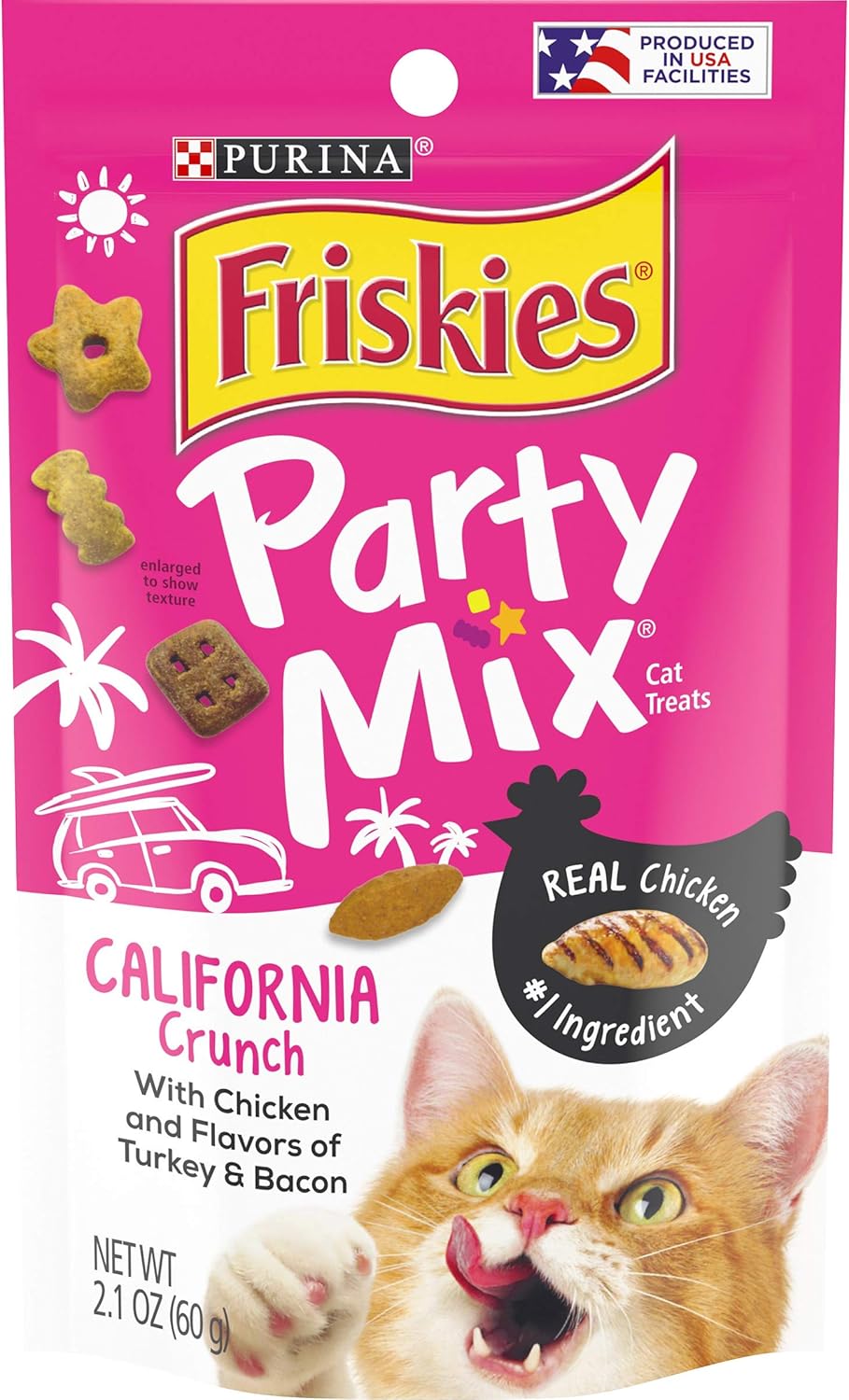 Purina Friskies Party Mix Adult Cat Treats -2.1 oz. Pouches (Pack of 10)