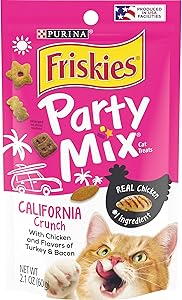 Purina Friskies Party Mix Adult Cat Treats -2.1 oz. Pouches (Pack of 10)