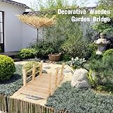 TANGZON 1.5M Wooden Garden Bridge with Safety Railings Natural view 4