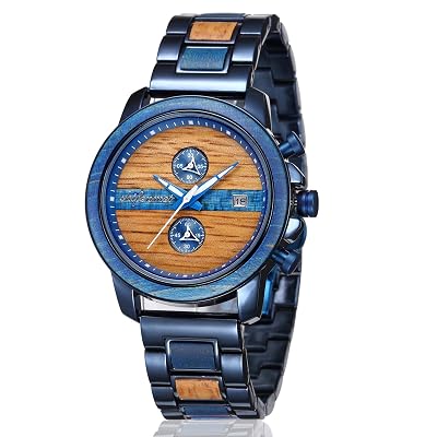 Mens Wooden Watches, shifenmei S5596 Luxury Wood Watches for Men Dad Chronograph &amp;amp;amp; Date Display Luminous Minimalist Quartz Watch Versatile