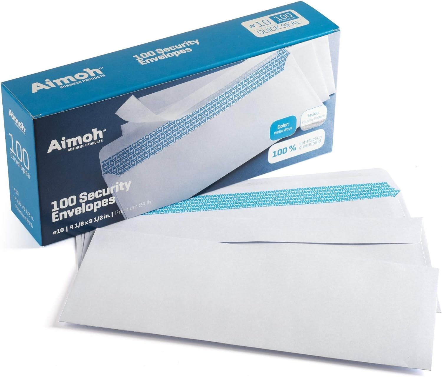 #10 Security Tinted Self-Seal Envelopes - No Window - EnveGuard, Size 4-1/8 X 9-1/2 Inches - White - 24 LB - 100 Count (34100) : Office Products
