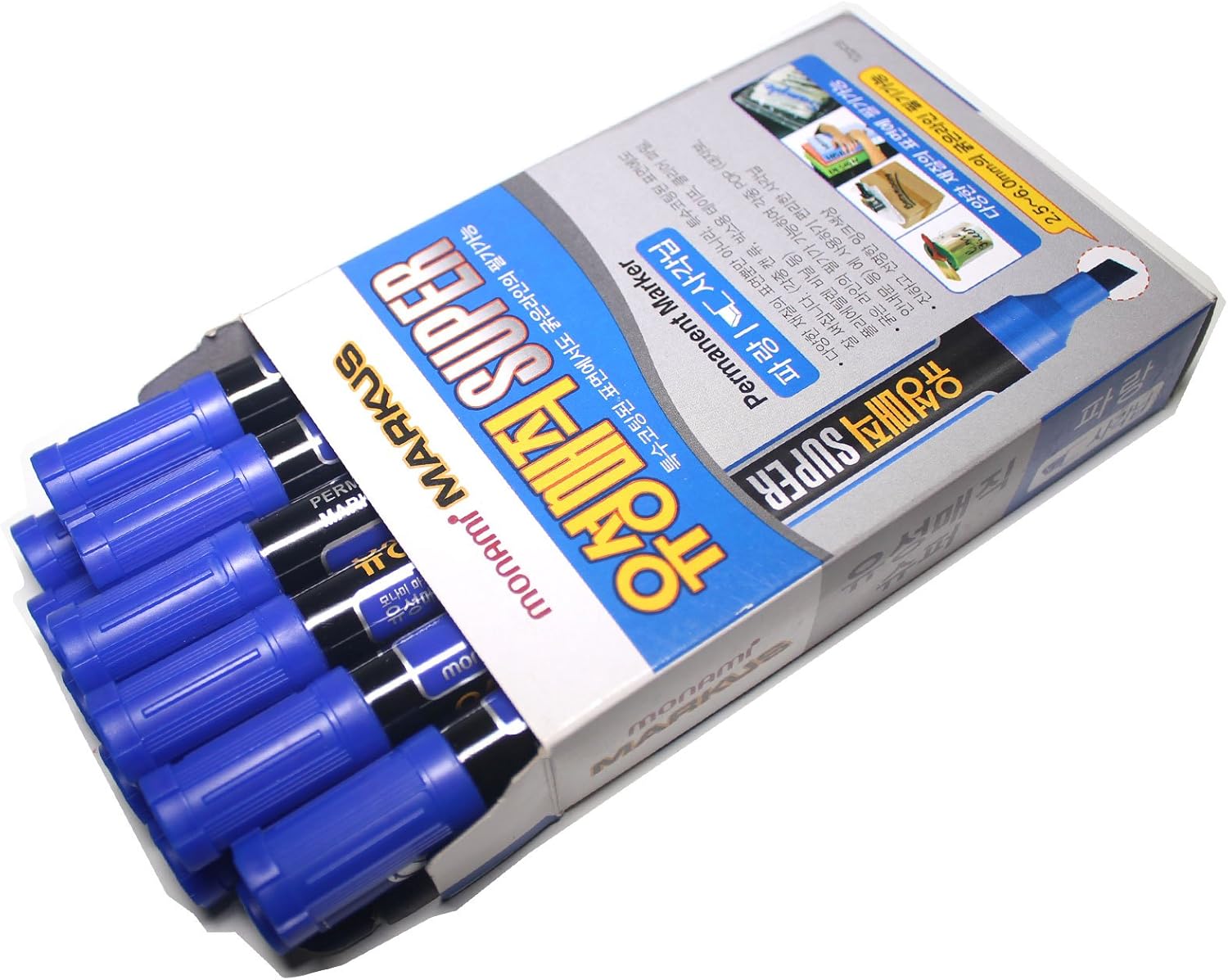 Monami Super Permanent Marker, Bullet, Chisel Tip Blue