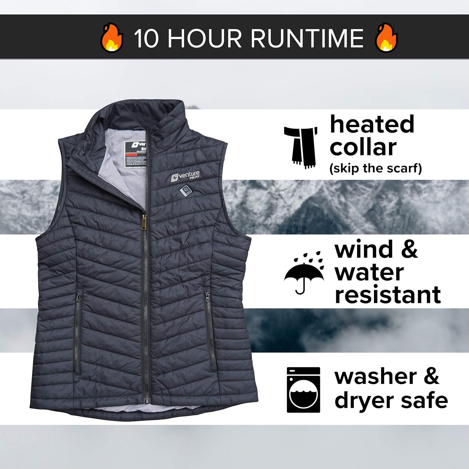 Venture Heat Women's Heated Vest with Battery Pack - Insulated Electric Jacket, Puffer Vest, Roam 2.0: Clothing