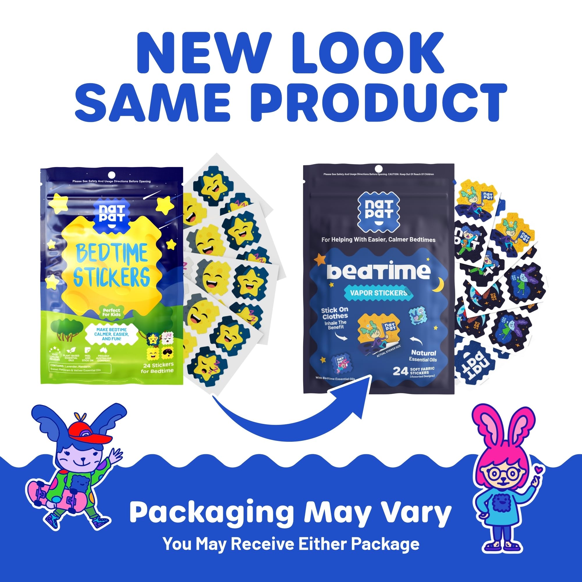 NATPAT Sleepy Patch Bed Time Stickers for Kids - Sleep Promoting Patch - Non-Toxic Solution for Better Sleep - Chemical & Drug Free, Melatonin Free - Buzz Patch Natural Patch (24 Pack)