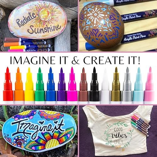 Acrylic Paint Markers, 14 Colors, Fine Tip Art Markers