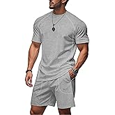 congluoki Men's Outfits 2 Piece Summer Tracksuits Mens Casual Sports Shirt and Shorts Set Jogging Tracksuit with Pockets
