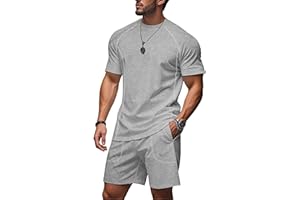 congluoki Men's Outfits 2 Piece Summer Tracksuits Mens Casual Sports Shirt and Shorts Set Jogging Tracksuit with Pockets