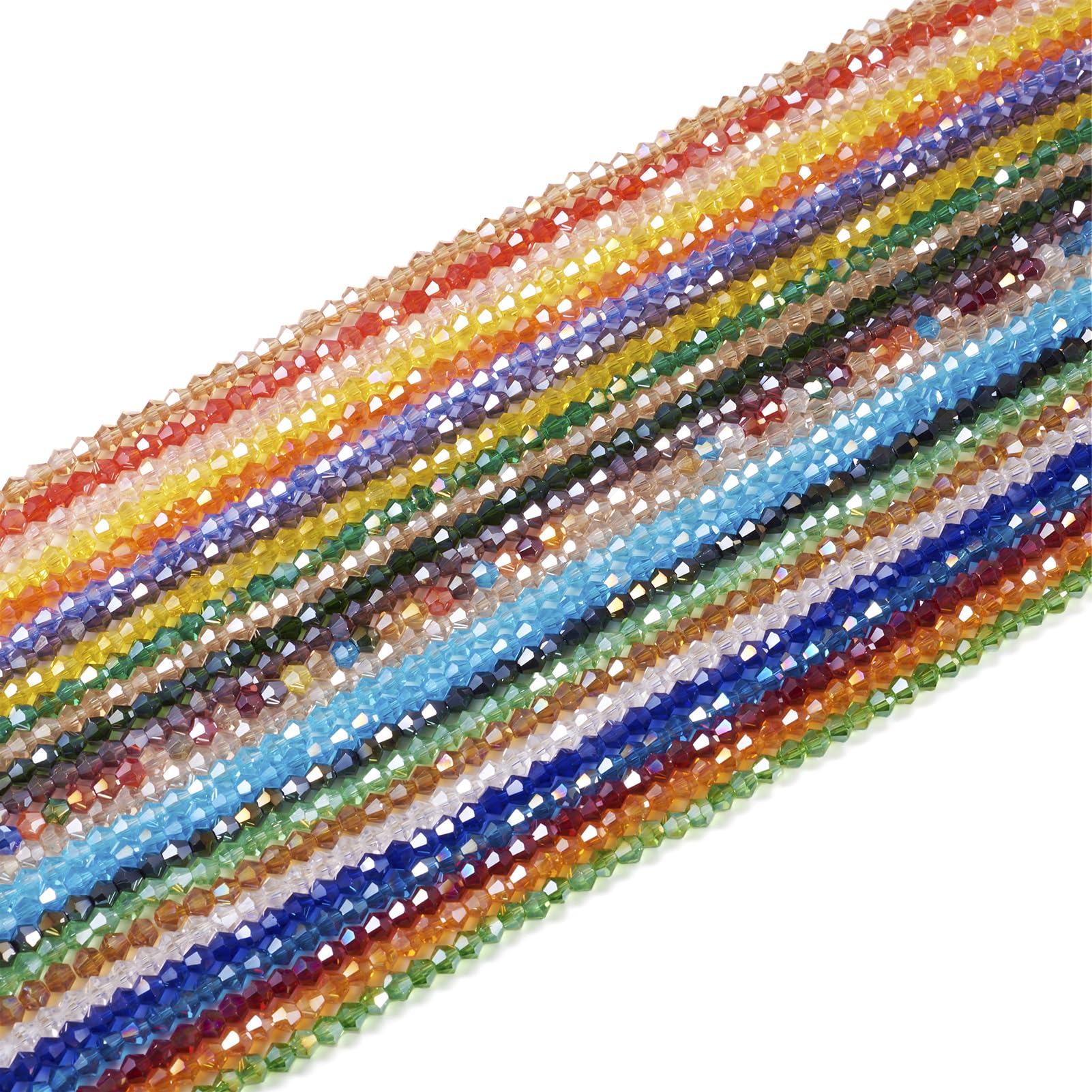 Boutigem 2450Pcs Transparent Glass Beads Bulk AB Color Plated Faceted Bicone Crystal Beads for Jewelry Making DIY Crafts