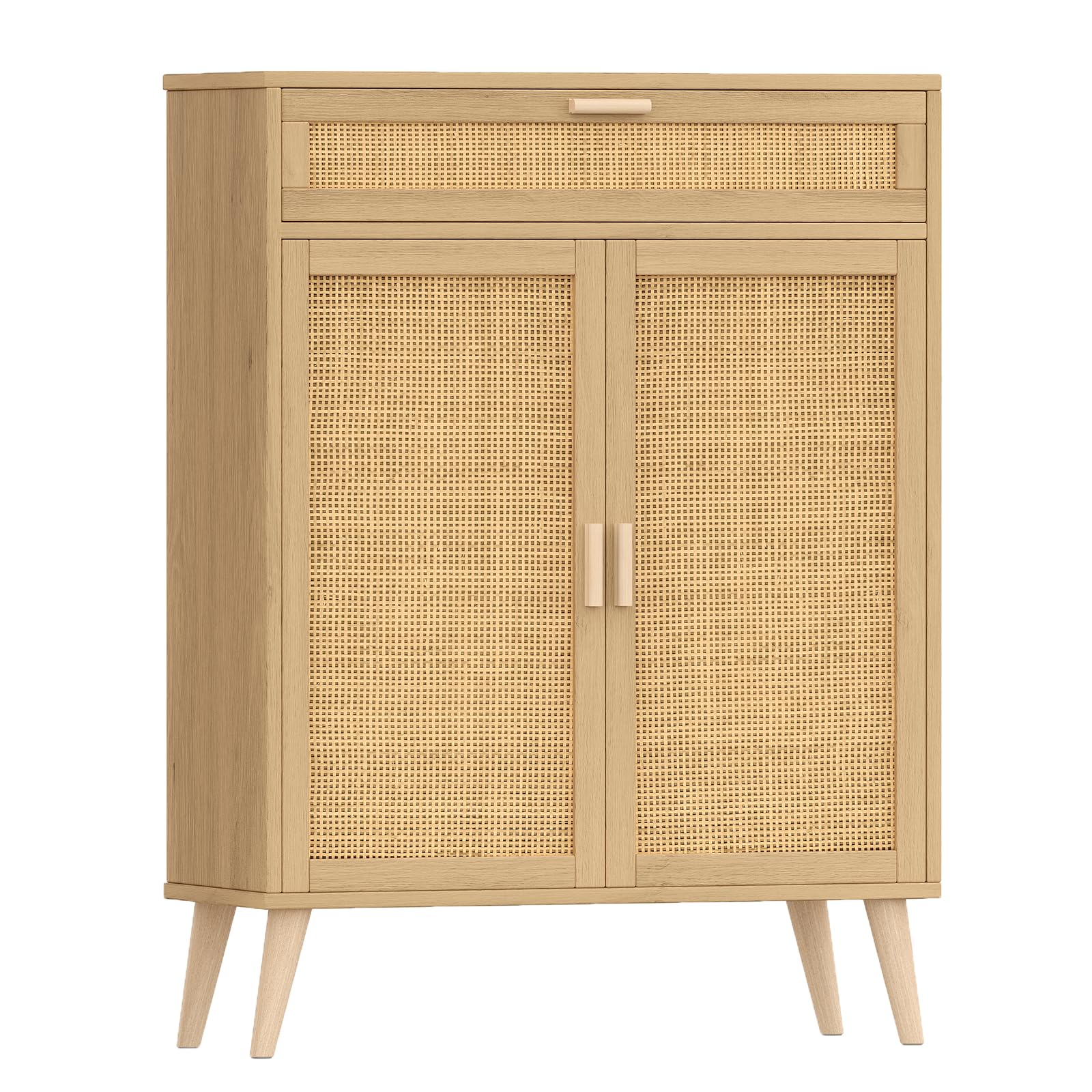 Rovaurx Accent Floor Cabinet With Acrylic Glass Doors & Drawer - Freestanding Bathroom Storage