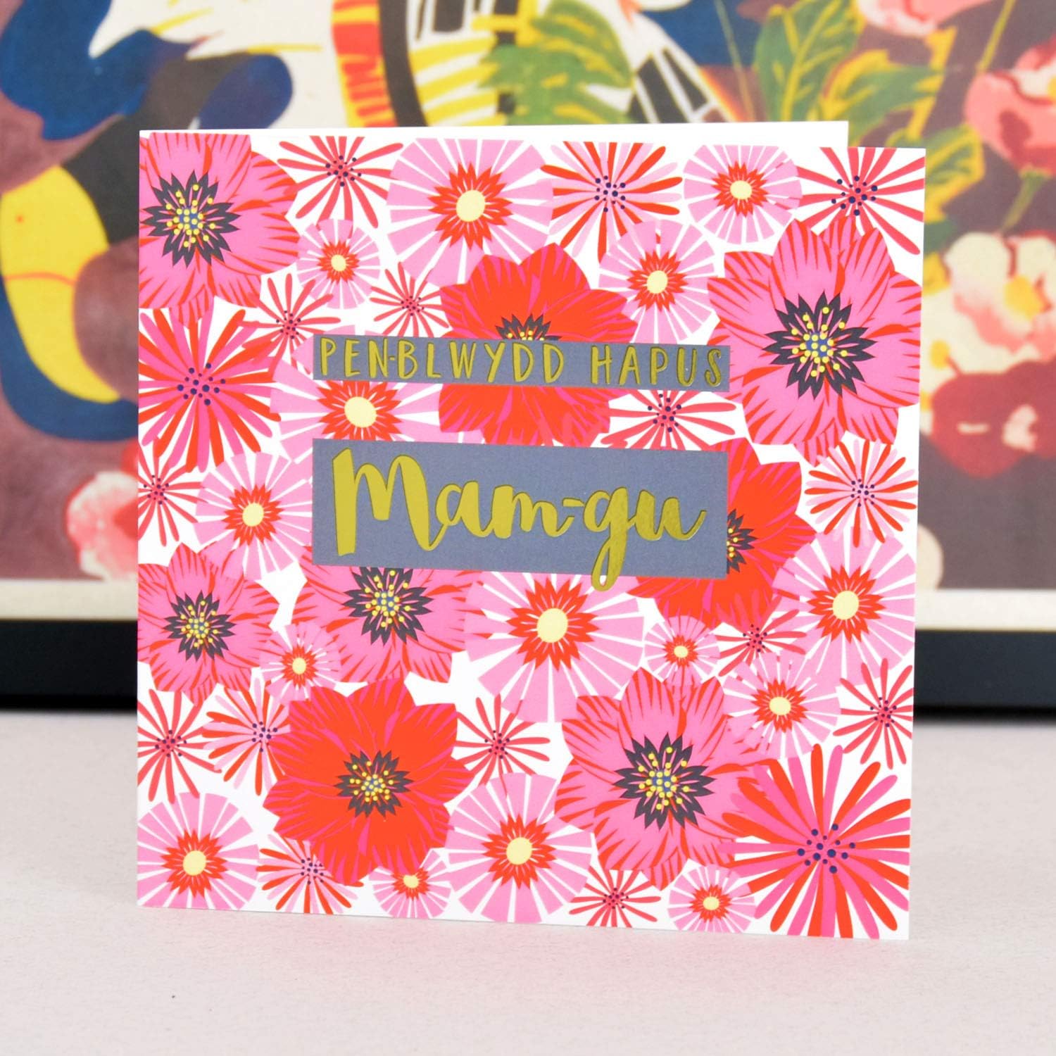 Claire Giles Greeting Cards, Welsh Happy Birthday Granny Card, Penblwydd Hapus Mam-gu, Text Foiled in Shiny Gold - Image 5