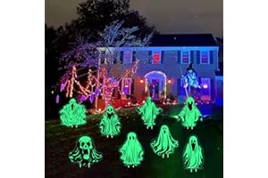 Feir 8pcs Glow in The Dark Halloween Scary Ghost Yard Signs with Stakes for Outdoor