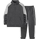 NECIOUS Boys Clothes 2 Piece Long Sleeve Zip Up Boys Sweatshirt Jacket and Jogging Sweatpants Kids Fall Winter Outfits 6-12Y