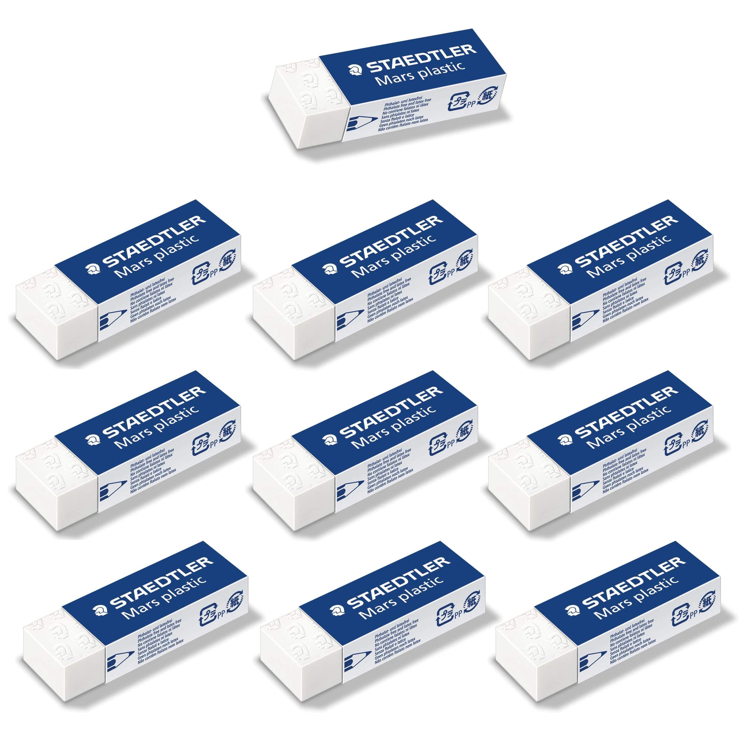 Staedtler Mars Plastic Phthalate and Latex Free Erasers - 10 White Erasers