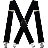 Moulen Men's X-Back 2 Inches Wide Heavy Duty Clips Adjustable Suspenders