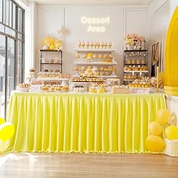 Partisky Yellow Polyester Table Skirt for Rectangle
