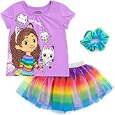 DREAMWORKS GABBY'S DOLLHOUSE Girls T-Shirt Tulle Mesh Skirt and Scrunchie 3 Piece Outfit Set Toddler to Big Kid
