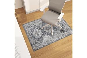 chakme Office Chair Mat for Hardwood Floor, 48"x36" Desk Chair Mat for ​Hardwood Floor, Easy Glide Computer Chair Mat Protector for Rolling Chair Under Desk Rug Nonslip Backing, Boho Chair Mat