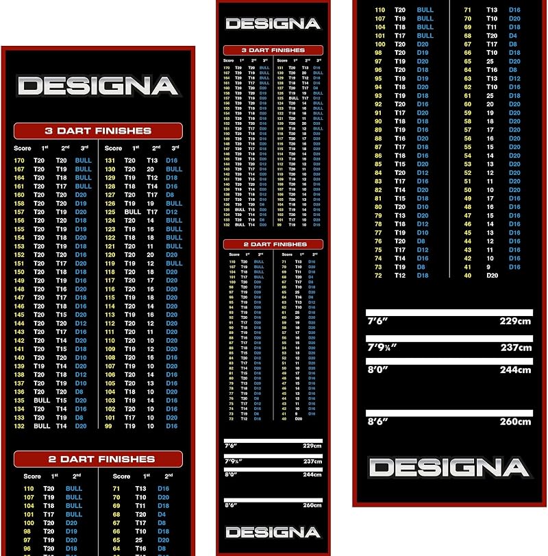 Designa Darts Non Slip Carpet Darts Mat Red 60cm with Checkout Finish