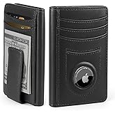 ALLIVE Airtag wallet for men- Genuine Leather Mens Wallet with Money Clip RFID Blocking Slim Billfold with Built-in AirTag Holder,9 Card Slots, Minimalist men wallet with Gift Box Jet-black.