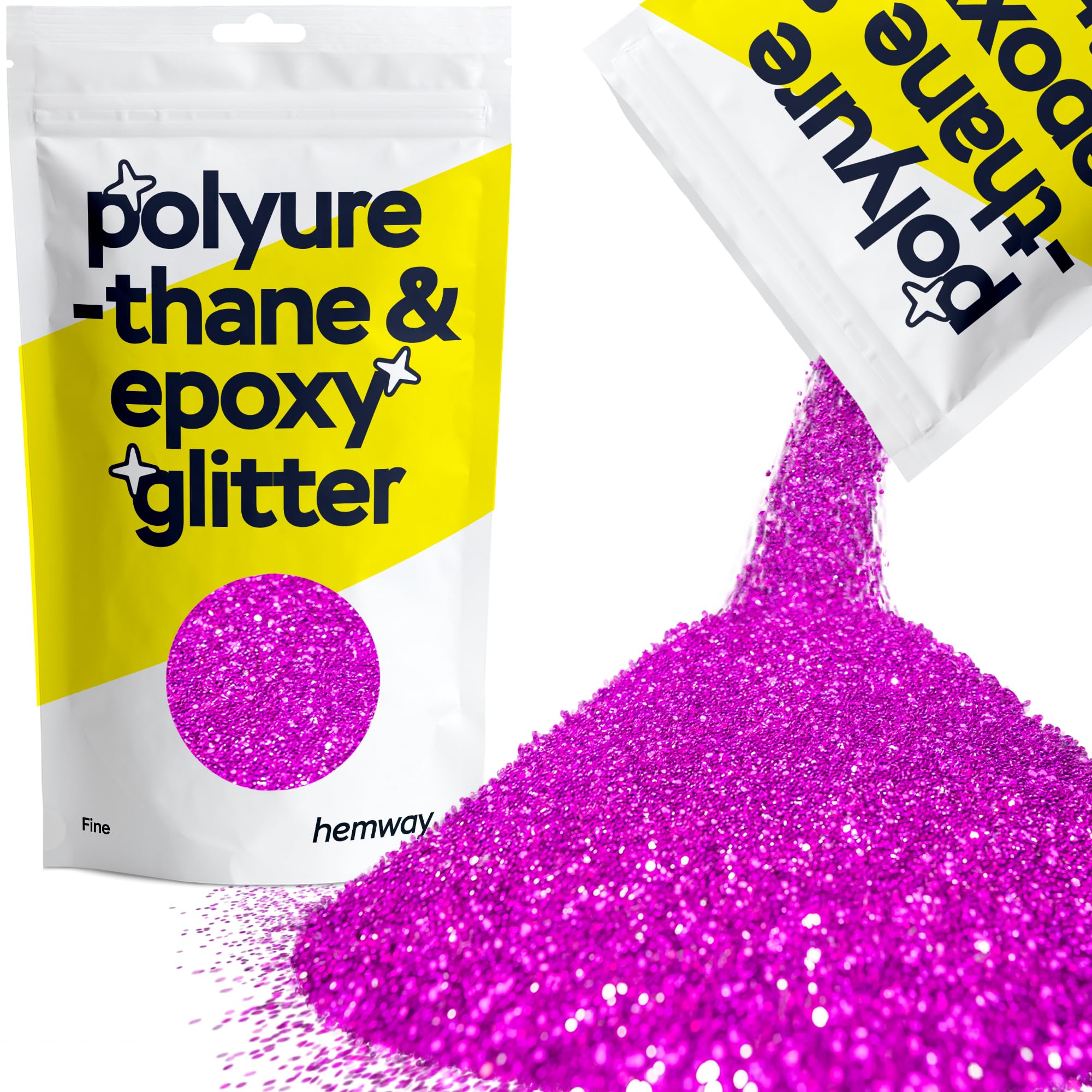 Hemway Resin Glitter Fuchsia Pink 100g Fine | Polyurethane & Epoxy Glitter for Resin Crafts, Tumblers, Coasters, Floor & Table Art
