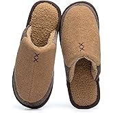 GOEWY Mens Two-Tone Scuff Slippers with Memory Foam Cozy Warm Slip On House Shoes for Indoor Outdoor Gifts for Men Him Dad