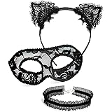 Black Cat Costume for Women with Sexy Masquerade Mask, Lace