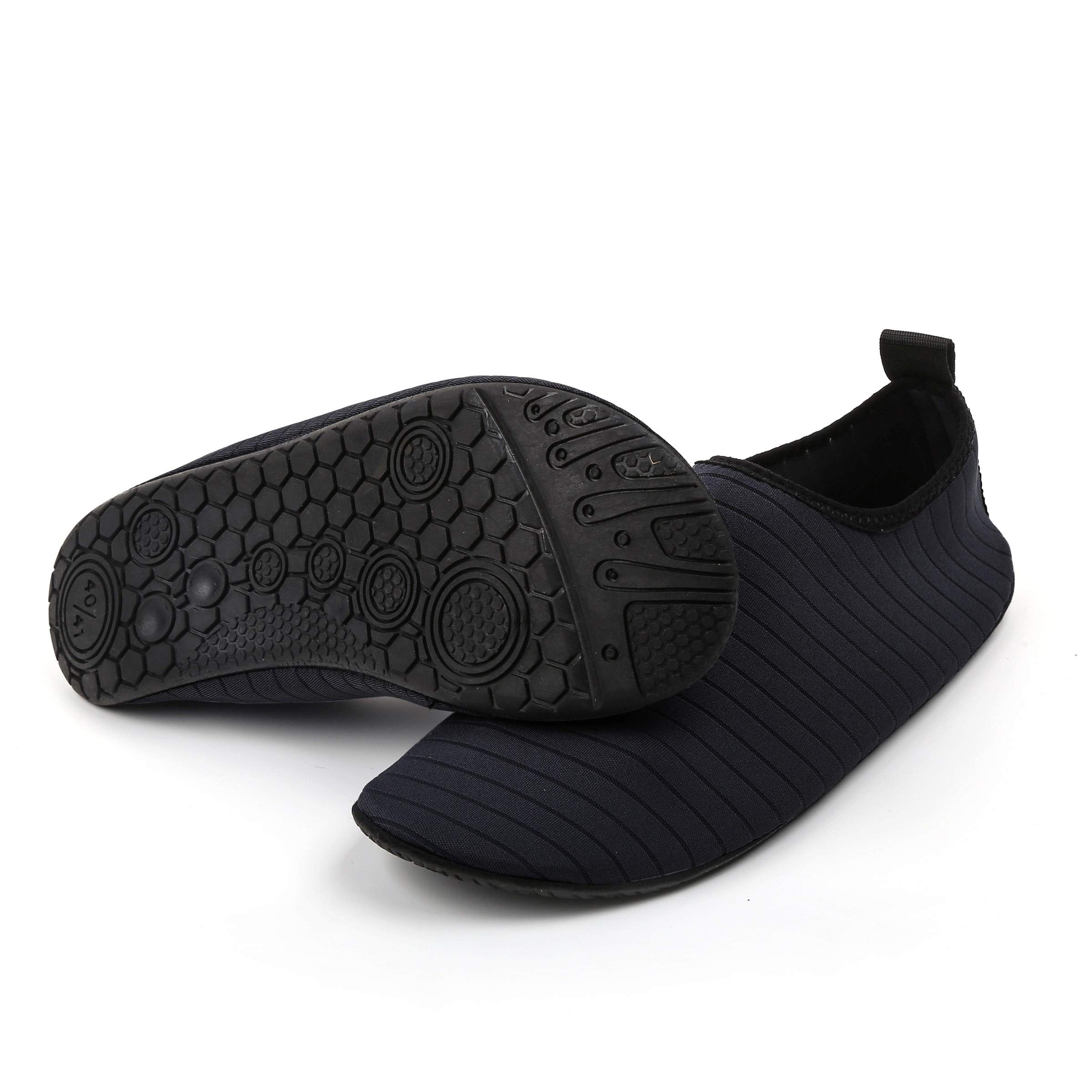 KARAZZO Mens Womens Water Shoes Aqua Shoes Socks Quick-Dry Lightweight Barefoot Shoes,Black-TW,Women 9.5-10/Men 8.5-9 M US