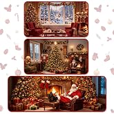 Sonwyoung 3 Pcs Christmas Kitchen Rugs and Mats Set, Non Slip Floor Mats | Vintage Winter Cabin Anti-fatigue Runner Rugs Washable Doormat, Christmas Decor for Farmhouse Home Bathroom Indoor