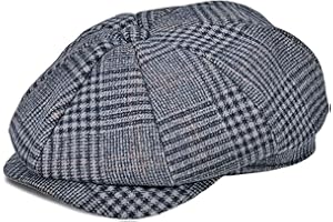 DSIA ZAMUR Mens Newsboy Cap High Woolen Tweed Gatsby Hat Ivy Cabbie Flat Golf Cap for Fathers Women Unisex