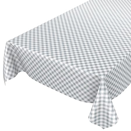 ANRO Wachstuchtischdecke Wachstuch Wachstischdecke Tischdecke Wachstuchdecke Karo Kariert Grau Rund 120cm eingefasst