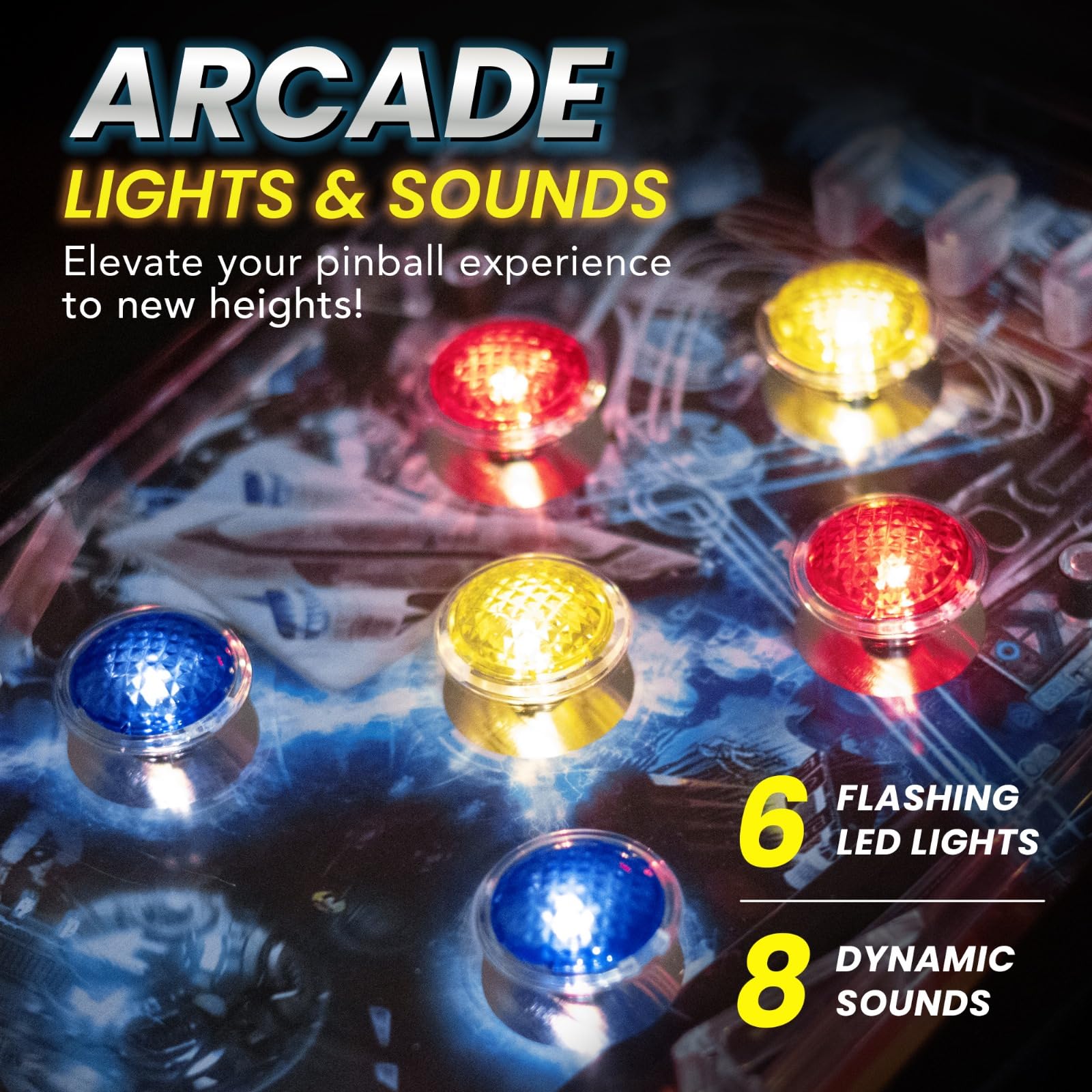 New Era Pinball Game Black – Interactive Tabletop or Floor Arcade Pinball Machine for Kids & Adults – LED Scoring, Lights & Sounds, Fast & Fun 3-Ball Launch Game – Ideal Gift for Birthdays & Christmas