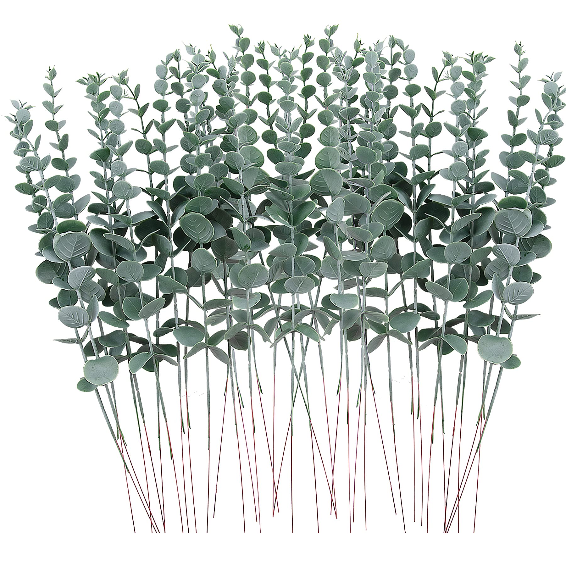 FEQO 36 Pcs Eucalyptus Stems Artificial Eucalyptus Leaves 15 Inch Faux Eucalyptuses Branches for Wedding Bouquet Home Decor, Grey Green — image 1