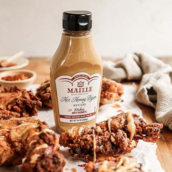 MAILLE X MIKE’S HOT HONEY SPECIAL EDITION SAVORY-SWEET CONDIMENT WITH A SPICY KICK HOT HONEY DIJON MUSTARD GLUTEN-FREE, SHELF-STABLE 9.4OZ