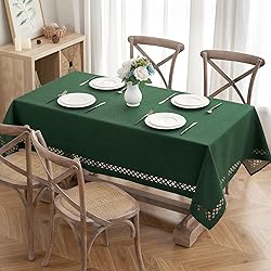 MIULEE Hunter Green Thick Polyester Linen Rectangle