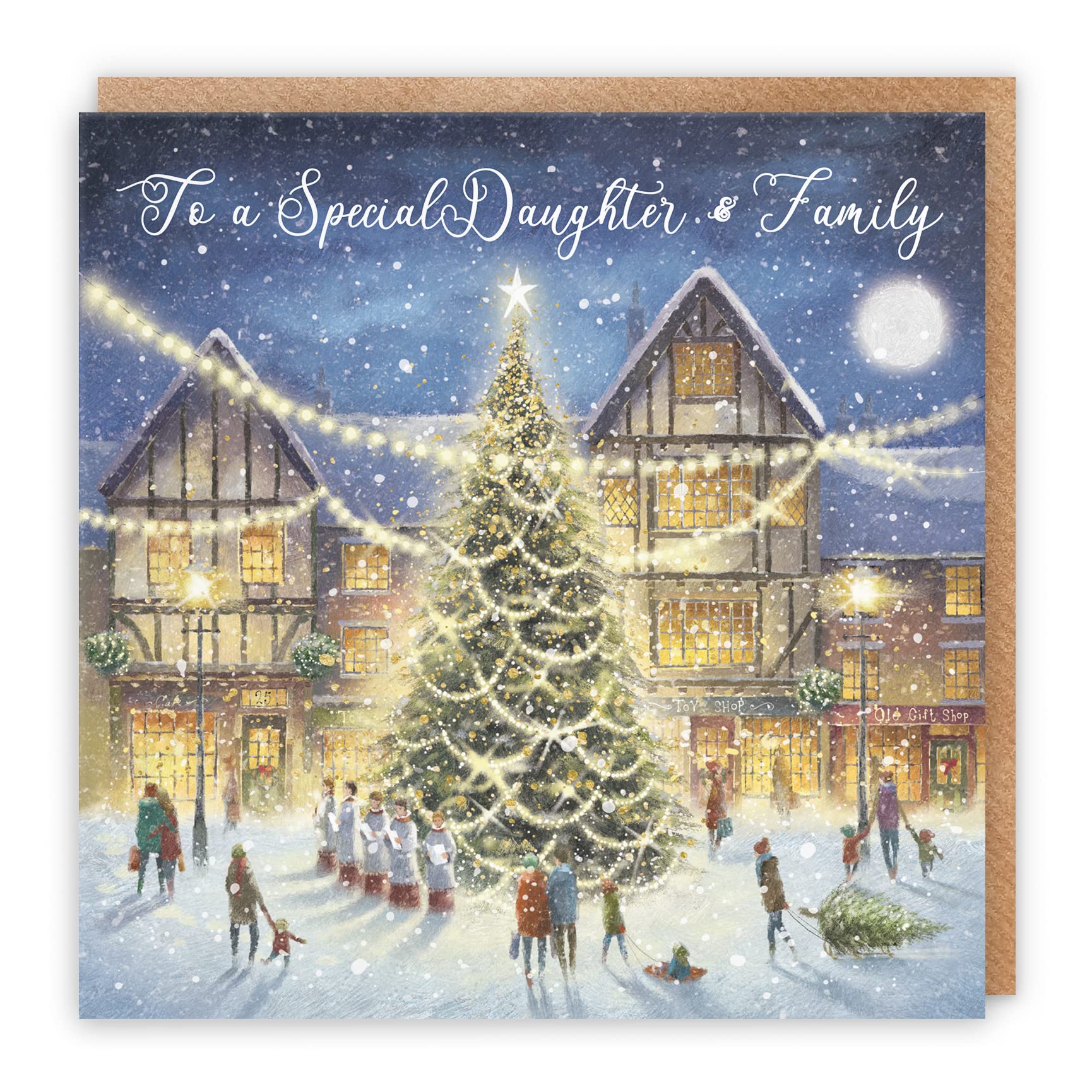 Hunts England - Daughter And Family Christmas Card - 'Christmas Eve' - To A Special Daughter & Family - Milo's Gallery Collection - Christmas Verse Inside