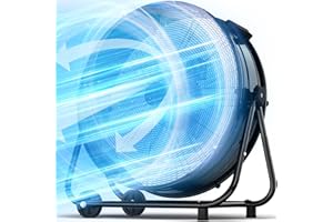 Uthfy 21800CFM Heavy Duty Industrial Drum Fan, 36 Inch High Velocity Floor Fan with 360° Tilt,2 Casters,Handle,3 Speeds 600W Garage Fan for Shop,Patio,Yard,Commercial,Workshop,Factory