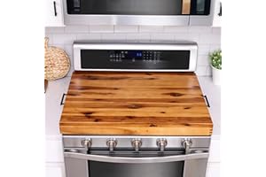 TIDITA Stove Top Covers for Electric Stove with Handles 30”x22” (Outer) / 28.9”x20.8” (Inner) - Acacia Wood Noodle Board for Gas Stovetop - Stove Top Covers for Gas Burners, Sink Cutting Board (Acacia color)