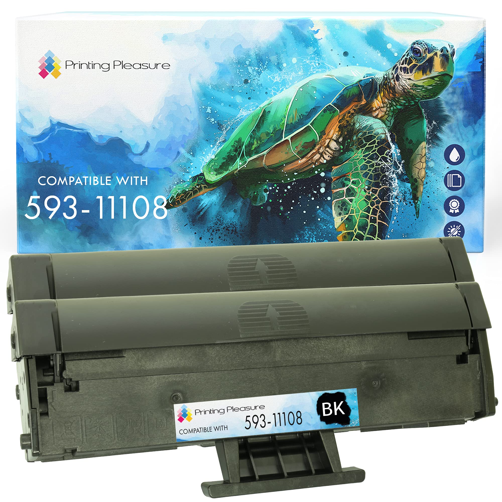 2 Compatible Toner Cartridges for Dell B1160 B1160W B1163W B1165NFW - Black, High Yield