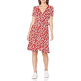 Amazon Essentials Women's Short Sleeve Faux-Wrap Dress