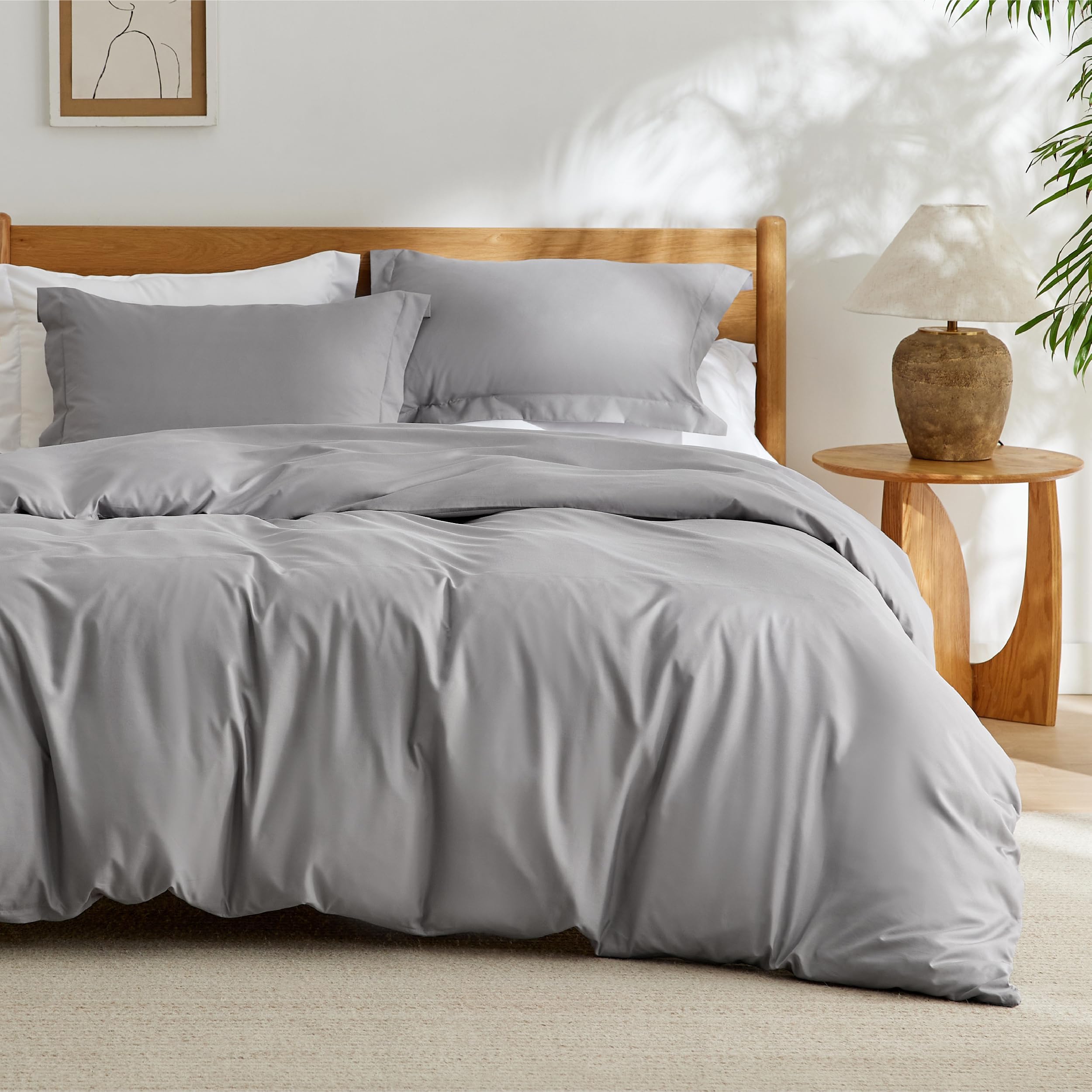 Photo 1 of Bedsure Duvet Cover Full Size - Soft Double Brushed Bedding Set for Kids & Adults, Zipper Closure, 3 Pieces, Includes 1 Duvet Cover (80"x90") & 2 Pillow Shams, NO Comforter, Grey