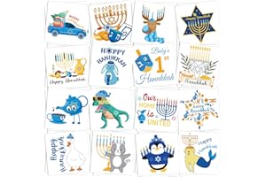 JUNEBRUSHS Hanukkah Temporary Tattoos, 120 Pcs Hanukkah and Christmas Party Decorations Hexagram Candlestick Tattoos Sticker 30 Styles Safety Face Make up for Boys Girls Kids Gifts Adults Party Favors