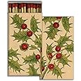 Holly Berries Decorative Matchbox with Wooden Matches - Great for Lighting Candles, fireplaces, Grills and More | One Box, 1 Count
