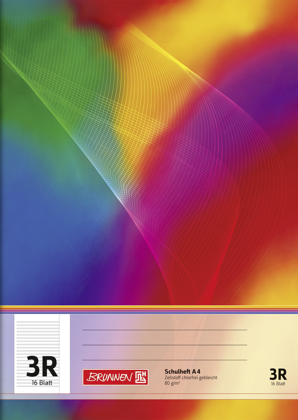 Brunnen – 104490323 School Notebook A4 16 Pages, Lined with Margin, Class 3)