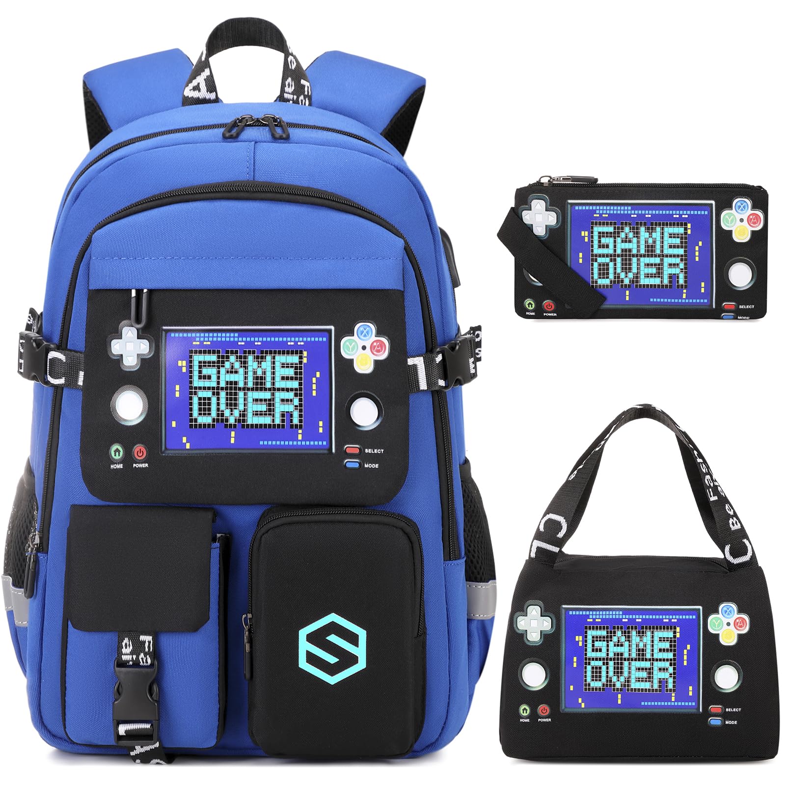 Photo 1 of Scothen Boys Backpack, Cool Luminous School Backpacks for Boys with Lunch Bag Pencil Case, Kids Backpack Kindergarten Elementary Middle School Book Bags for Teen Boy Children with USB Charging Port