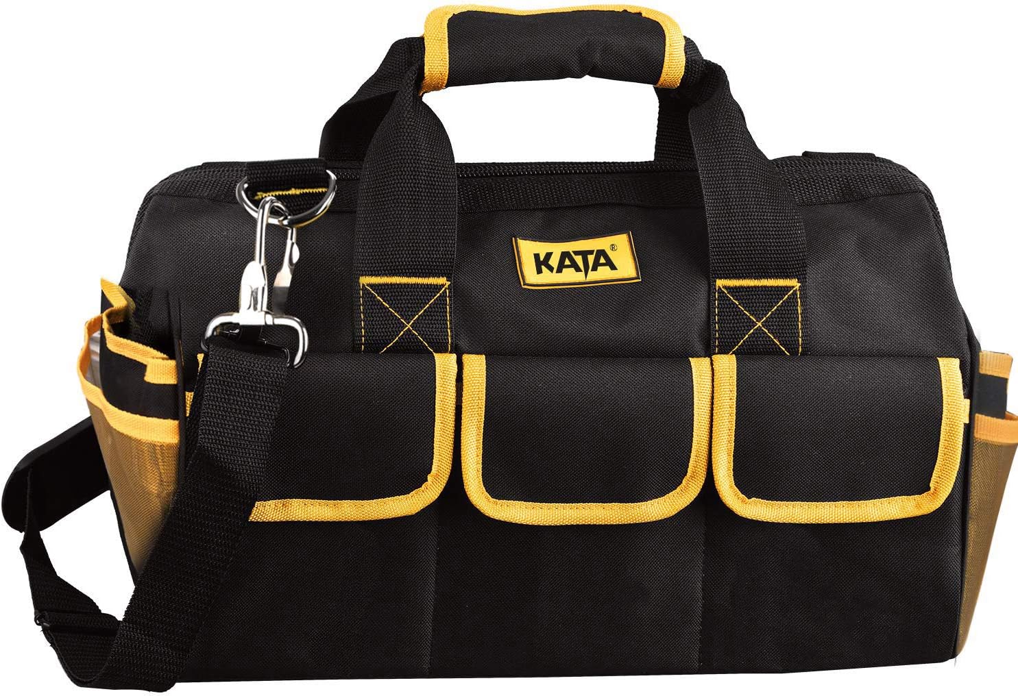 KATA 16 Inch Heavy Duty Tool Bag with Wide Mouth for Tool Storage, Carrier and Organizer, Bag for Tools, Yellow - - 