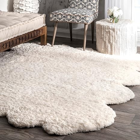 Amazon Com Nuloom Faux Sheepskin Matix Shag Rug 6 X 7 Natural Furniture Decor