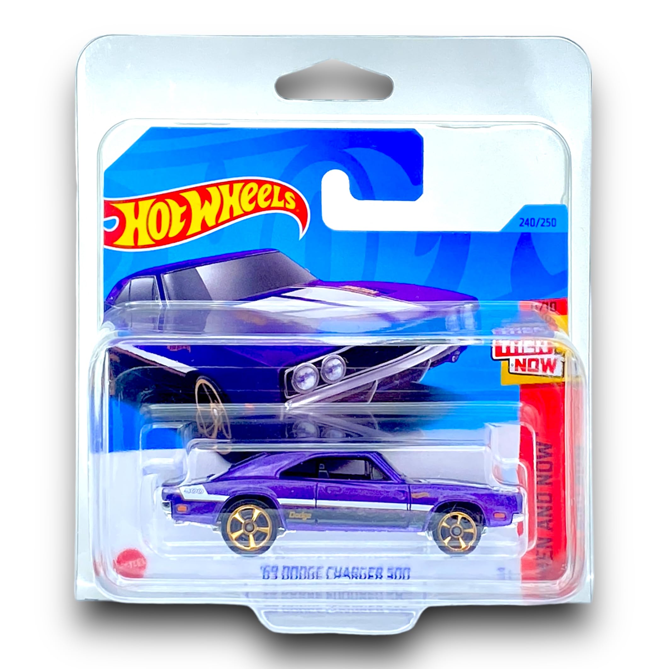 Hot Wheels '69 Dodge Charger 500 (Purple & White) 8/10 Then and Now - 2023-240/250 (Short Card) - COMES IN A KLAS CAR KEEPER PROTECTIVE COLLECTORS CASE - HKJ46